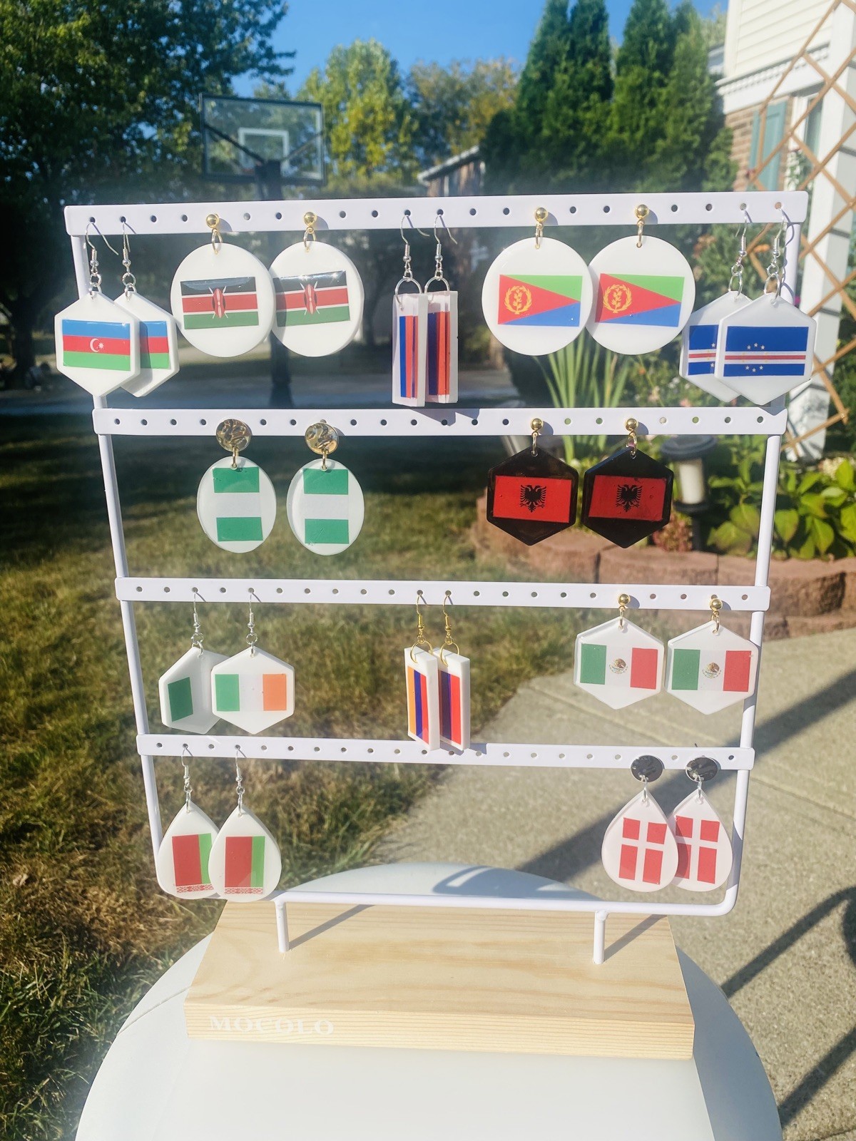 Handmade Resin Earrings – Albania Flag