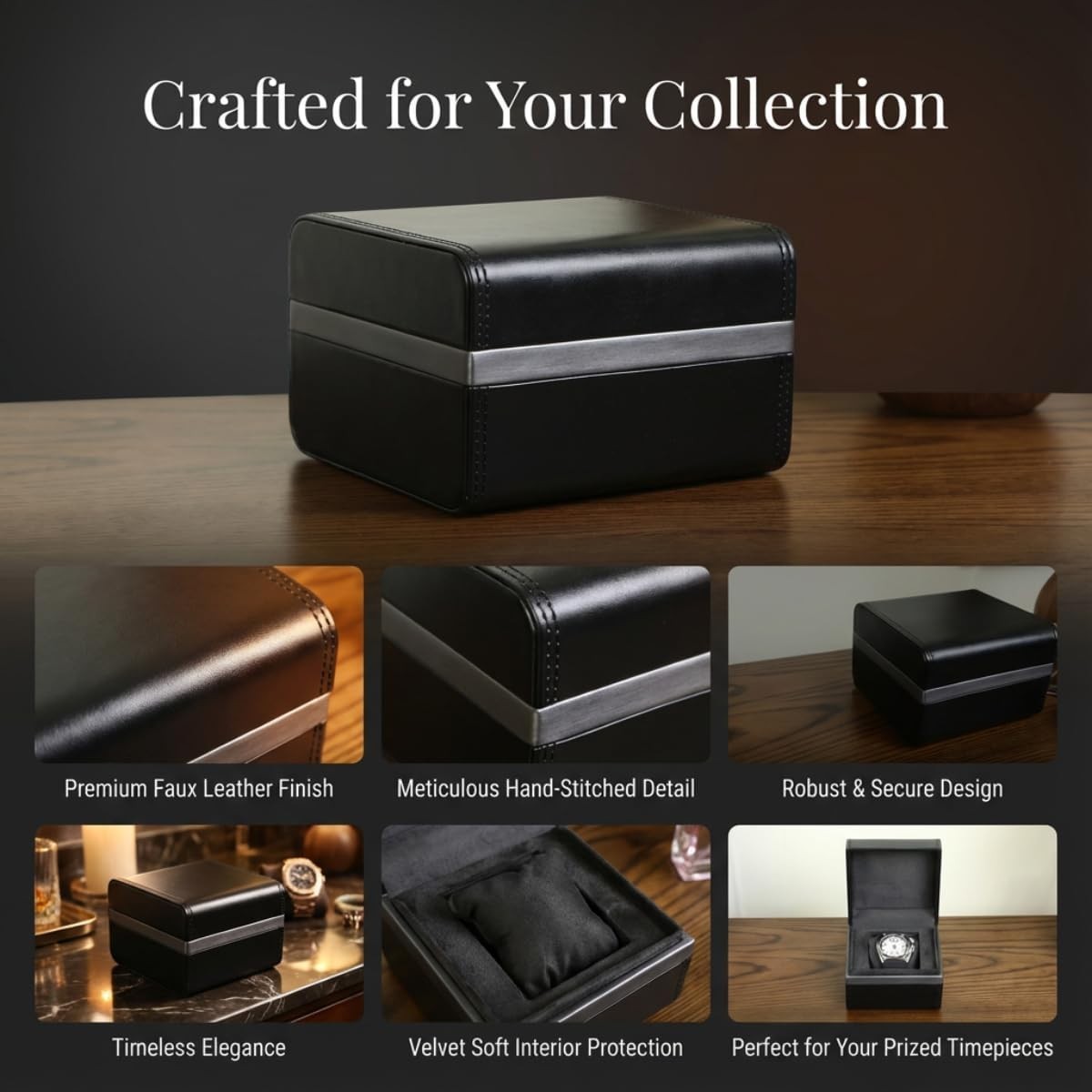 Single Watch Box, Microfiber Leather Watch Case with Soft Velvet Pillow, Tra…