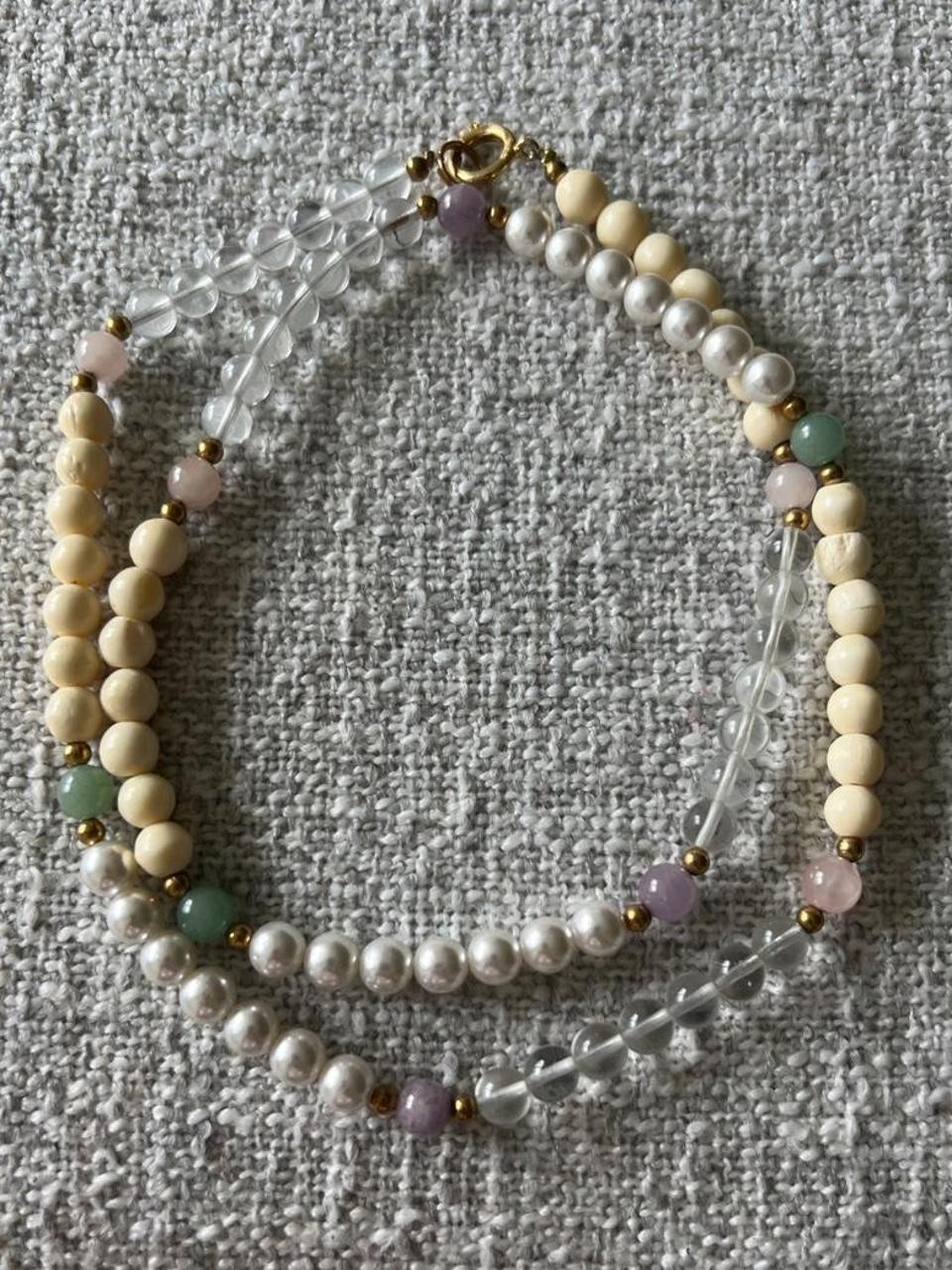 Multi Beaded and Faux-Pearl Neckalce