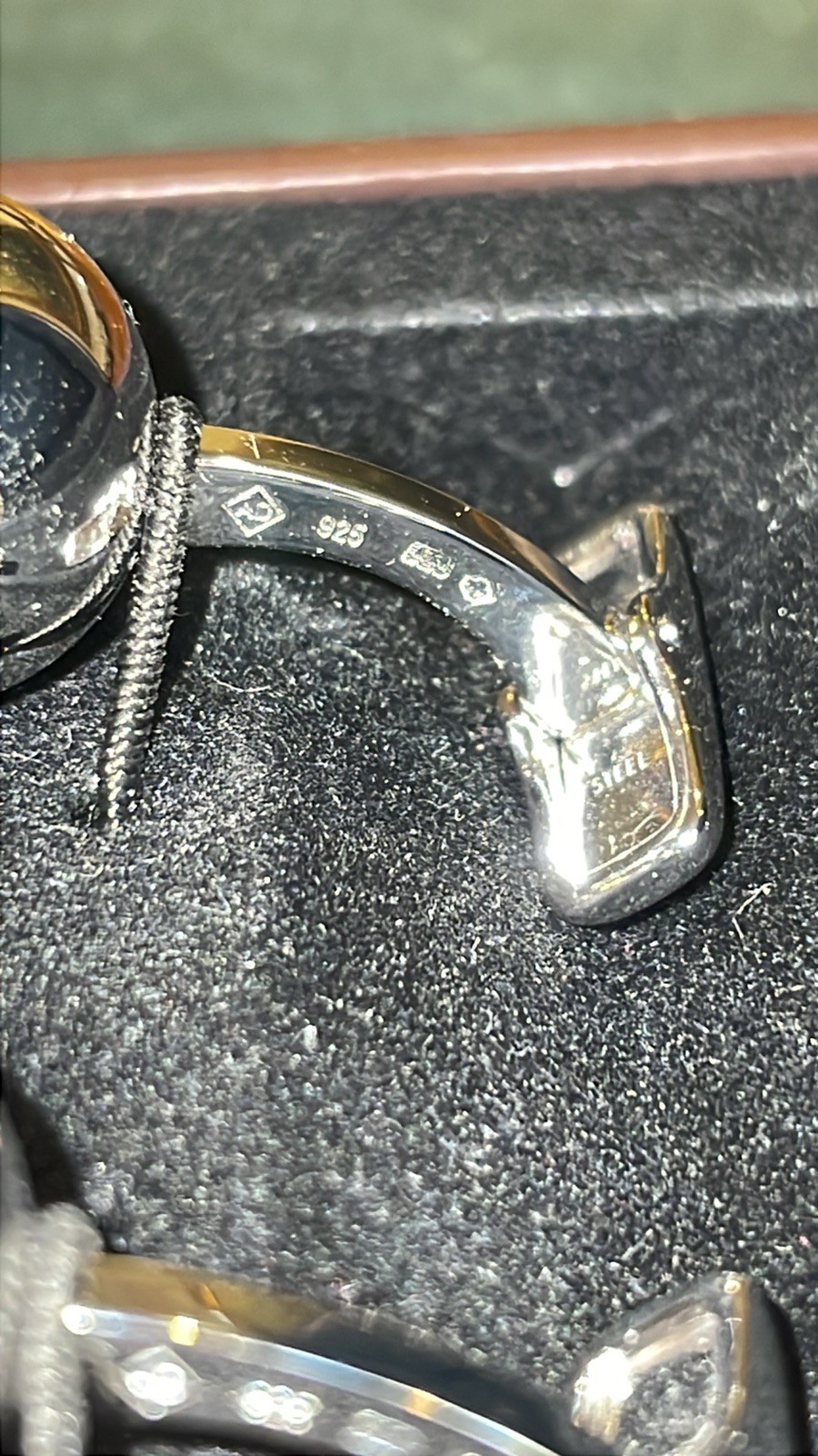 DUNHILL Sterling Silver / Steel Roadster Headlights Amber Cufflinks