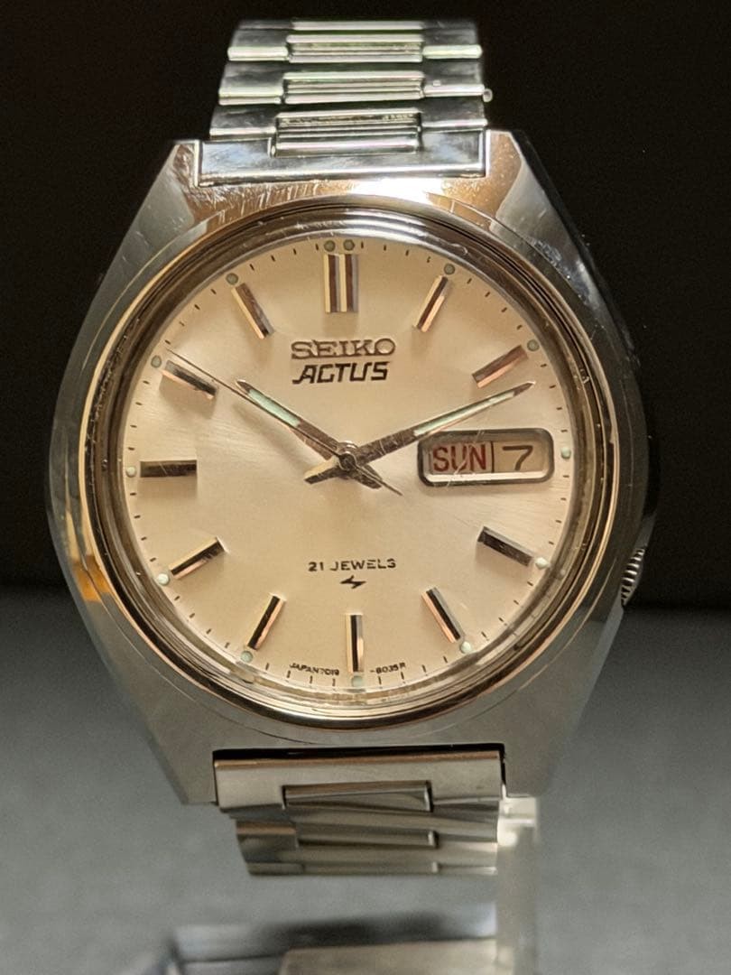 SEIKO Actus Automatic Day-Date 38mm Champagne White Dial Metal Bracelet Watch