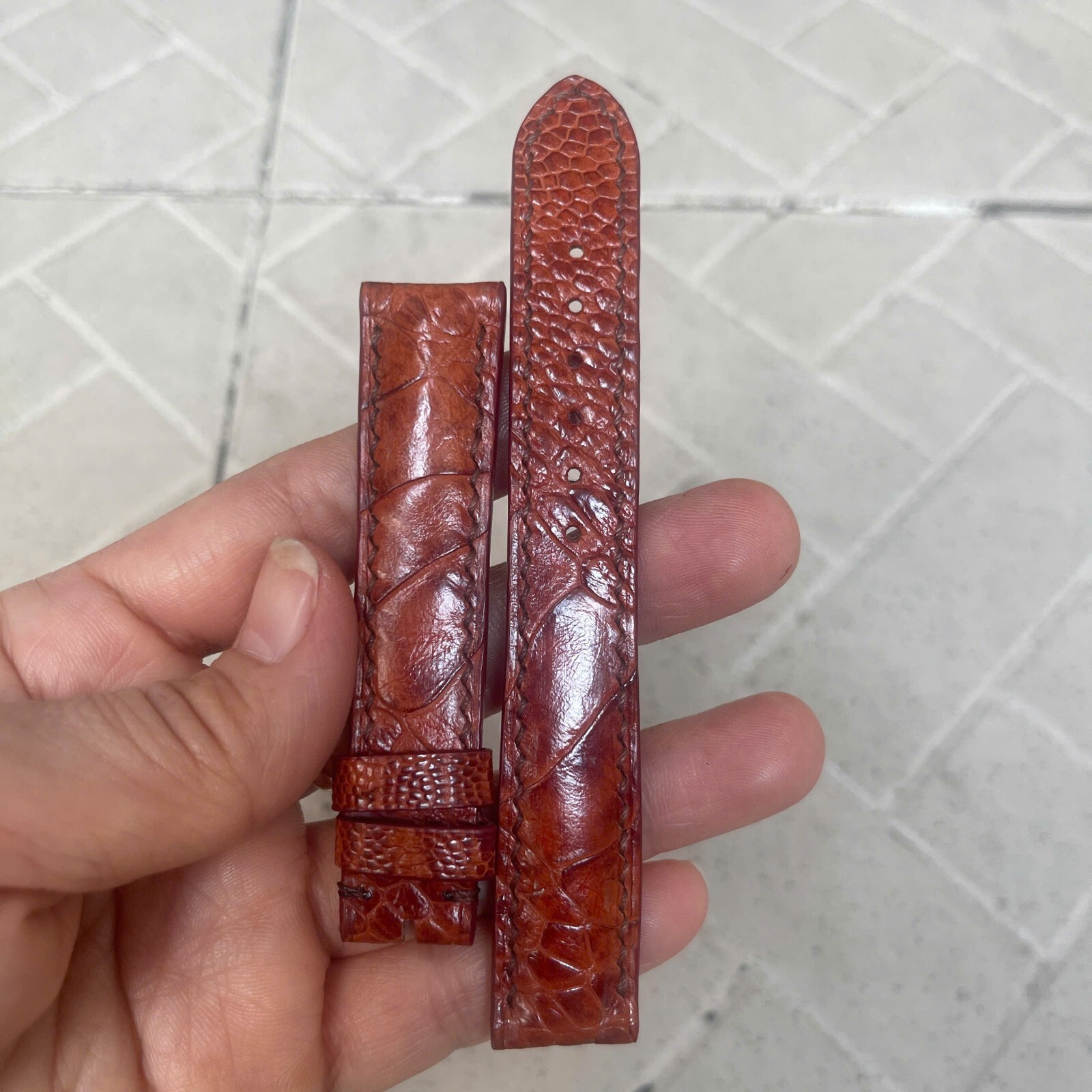 26m 24mm 22mm 21mm 20mm 19mm 18mm 16mm Red Brow Ostrich Leather Watch Strap Band