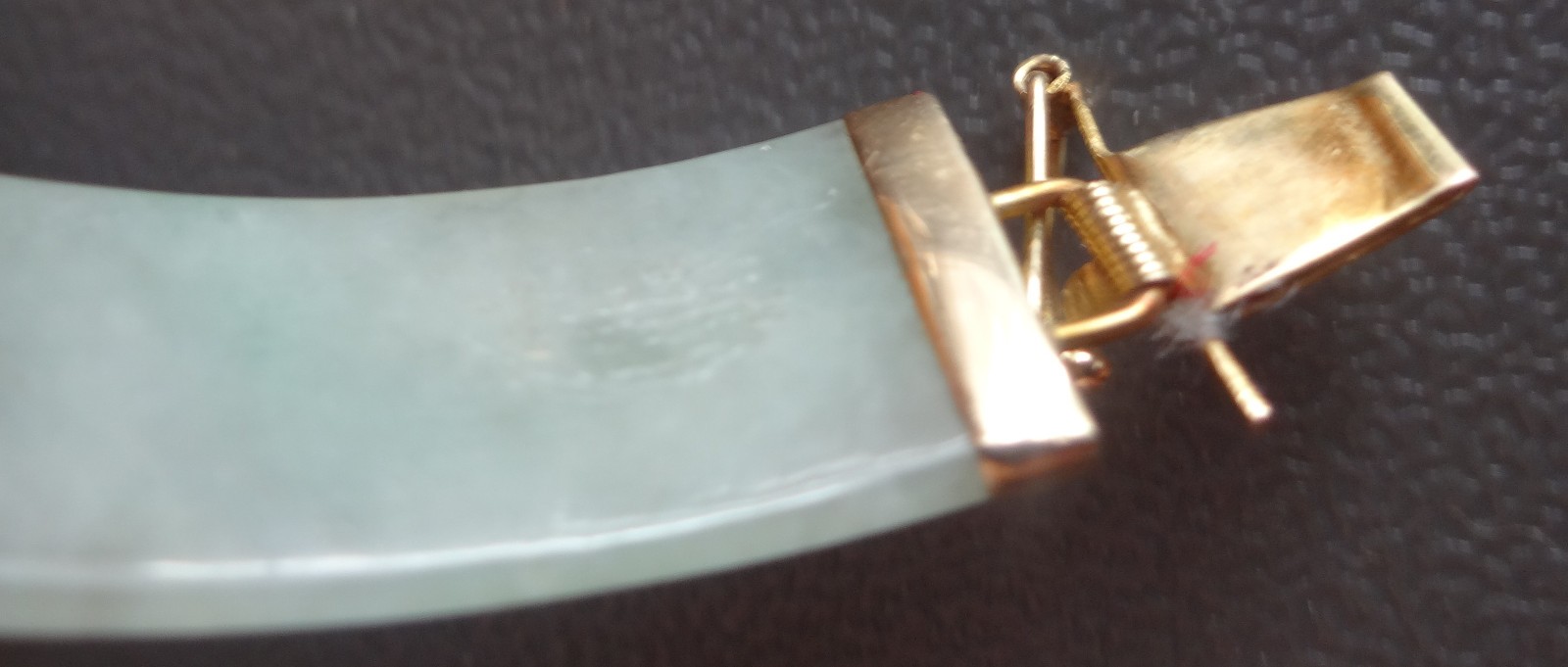 Vtg Chinese 14K Yellow Gold Jade Link Dragon Panels Bracelet Pale Green Celadon