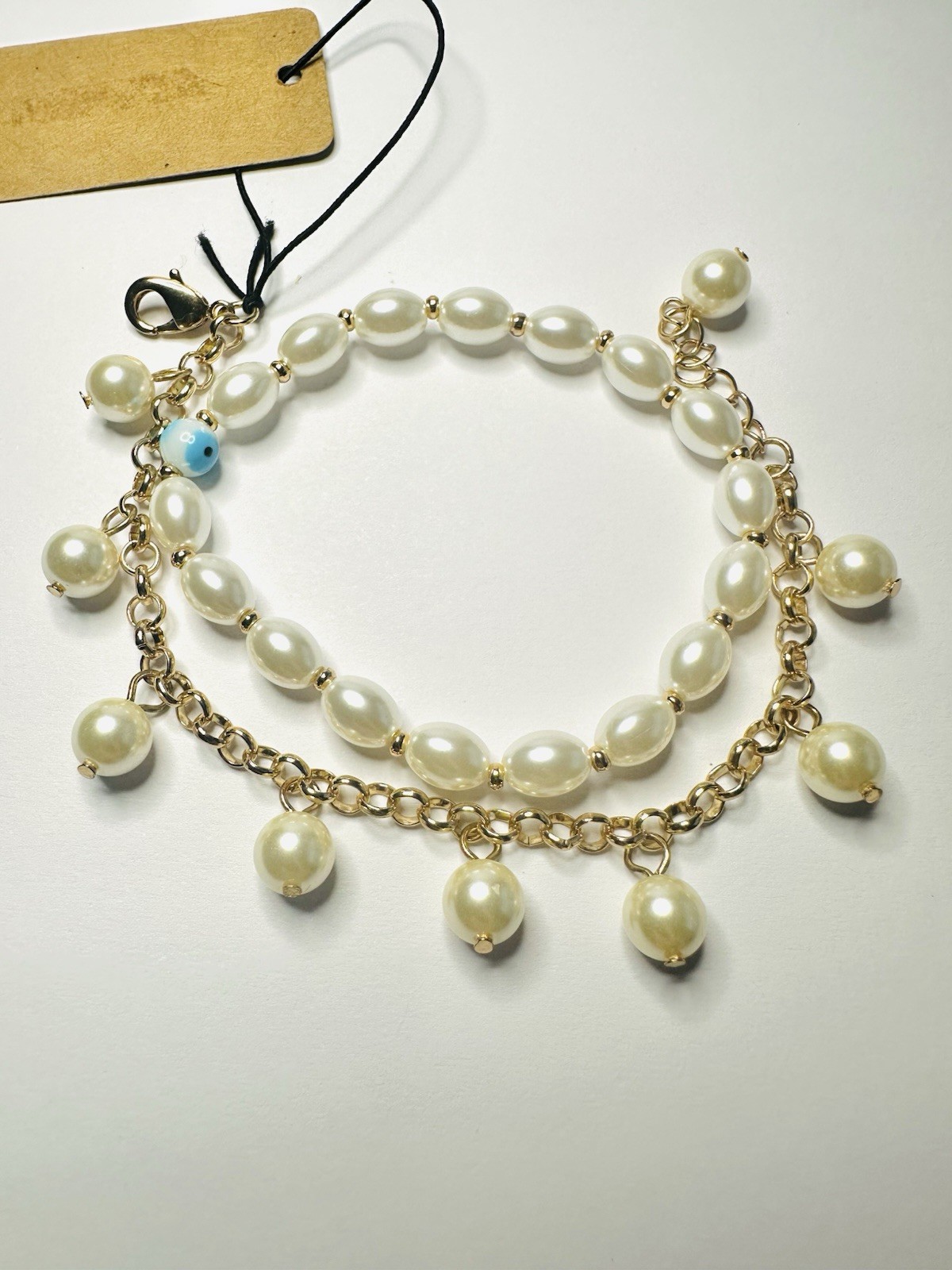 Pearl and Gold Tone Bracelet Set