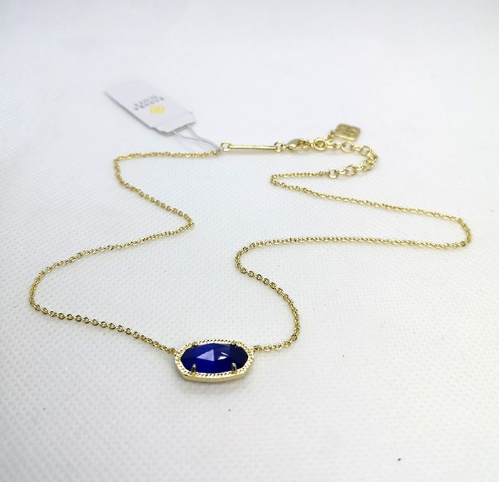 New Kendra Scott Elisa Gold Pendant Necklace In Cobalt Blue