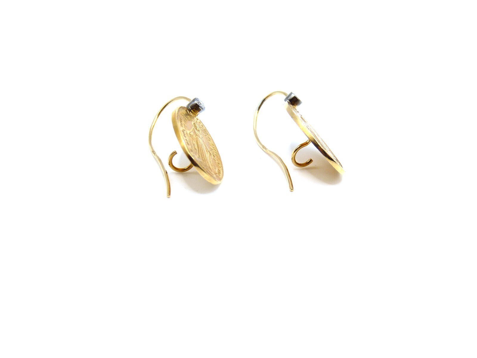 Madonna Earrings Hand Made Brilliant 0.10ct 750 18K Rose Gold Length: 27mm