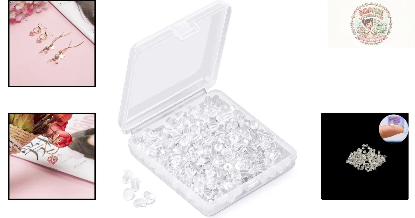600 Pcs Durable Clear Silicone Earring Backings – Secure Fit for All Earrings