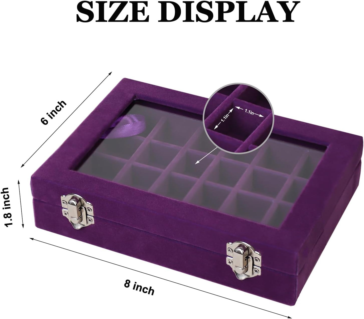 Velvet Jewelry Box 24 Grid Jewelry Earrings Display Organiser Box Ring Tray Hold