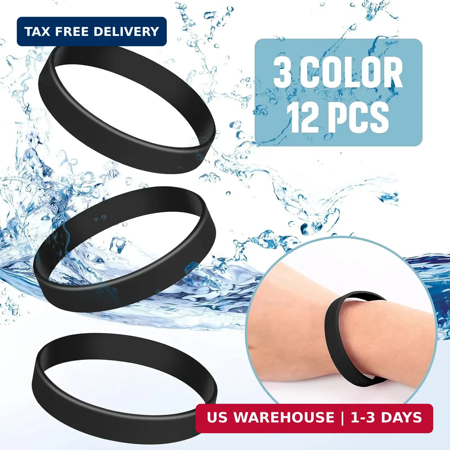 12 Pieces Rubber Bracelets, Solid Color Silicone Wristbands, Multi-Pack Blank Wr