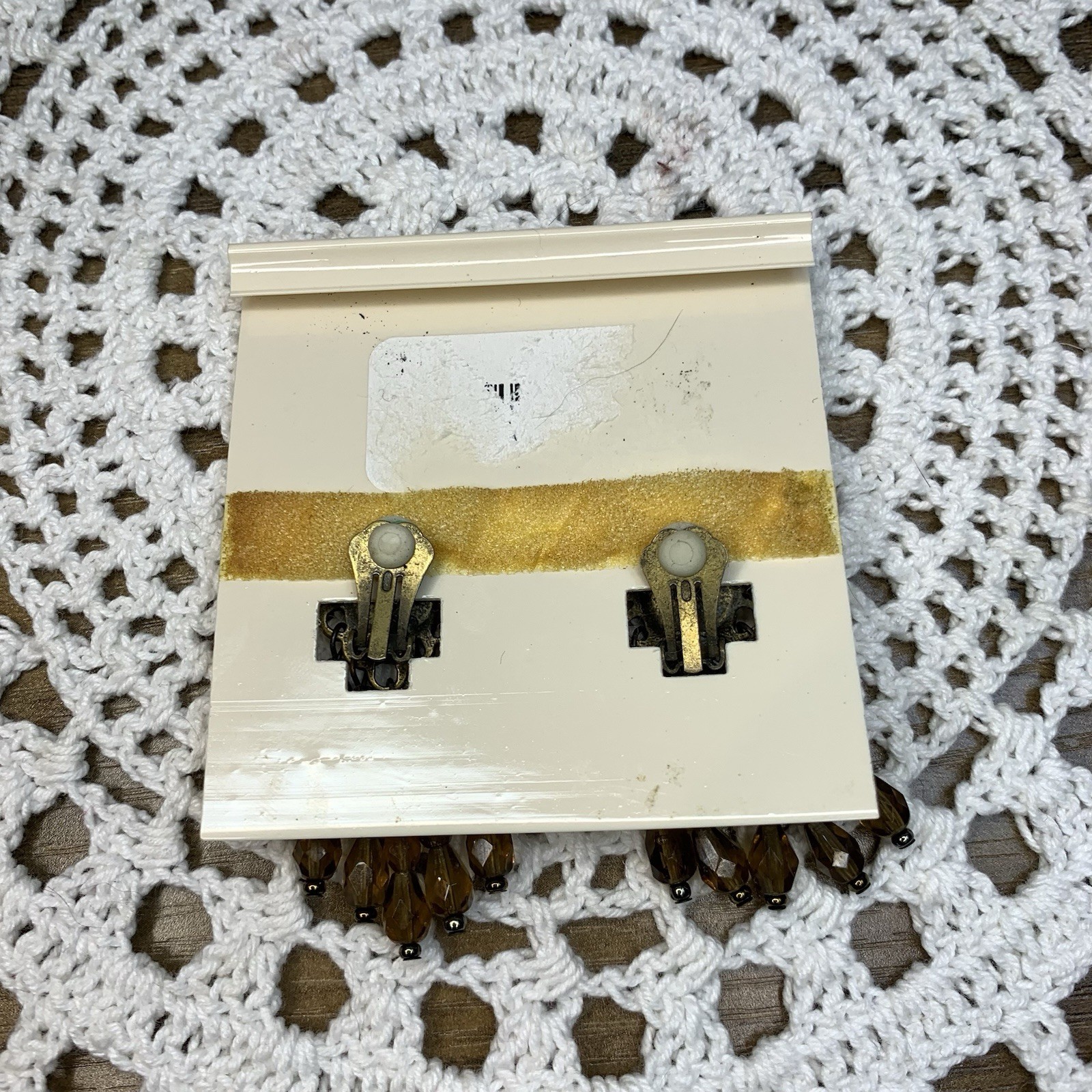 Vintage Robert Rose Clip Dangle Earrings Brown