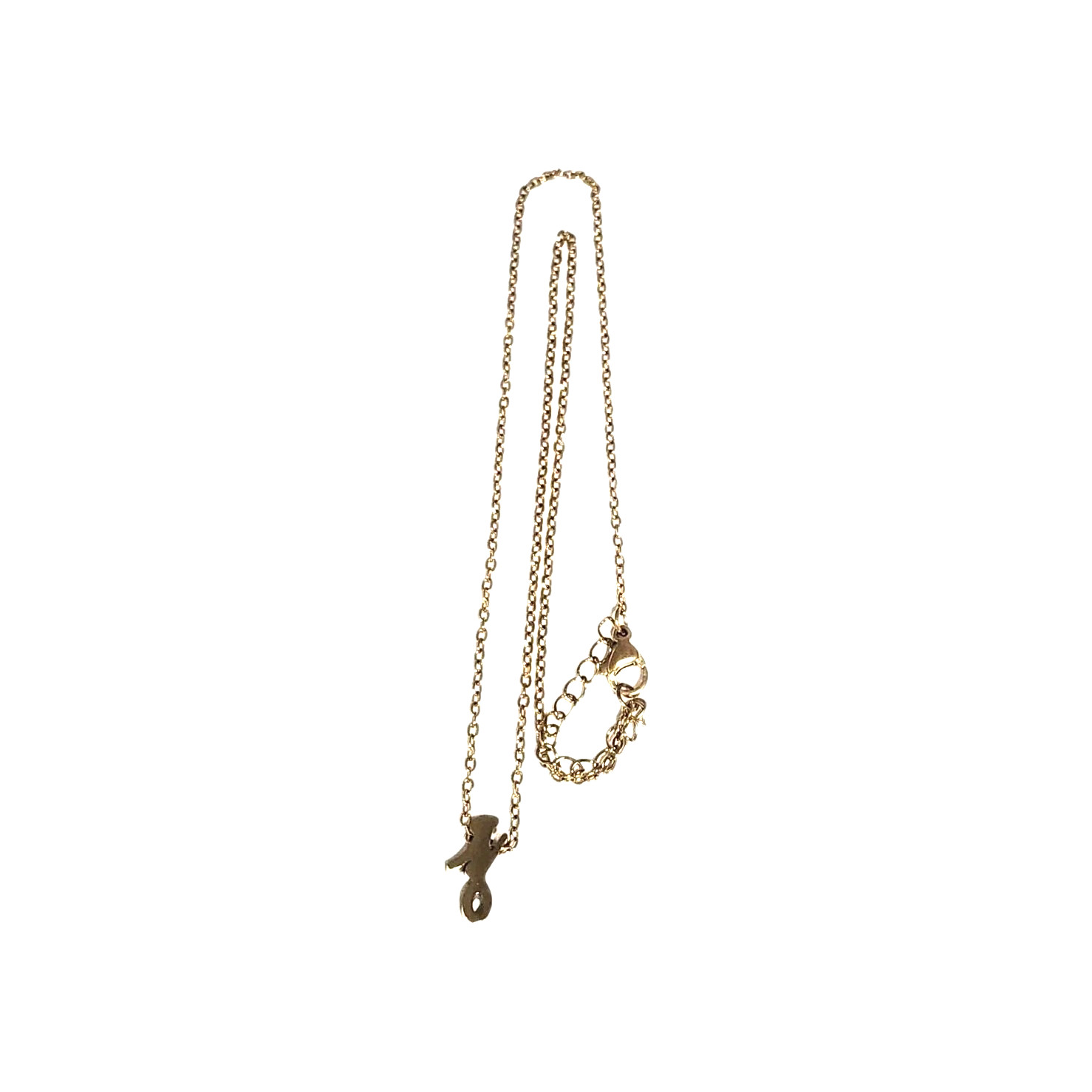 Dainty Cursive Letter J Initial Gold Tone Charm Pendant Necklace 17″ Name Cable