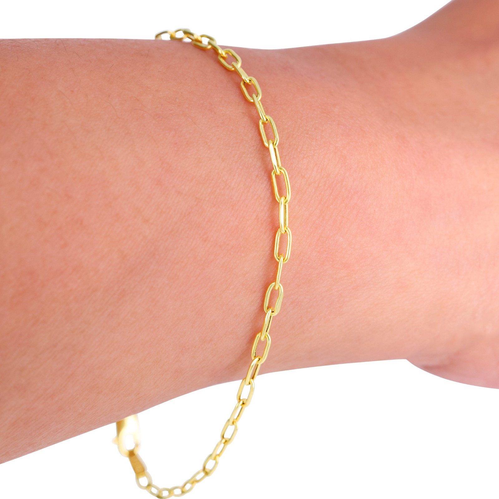 14k Yellow Gold Paperclip 2mm-7mm Chain Cable Rolo Bracelet Mens Womens 7″ – 8″