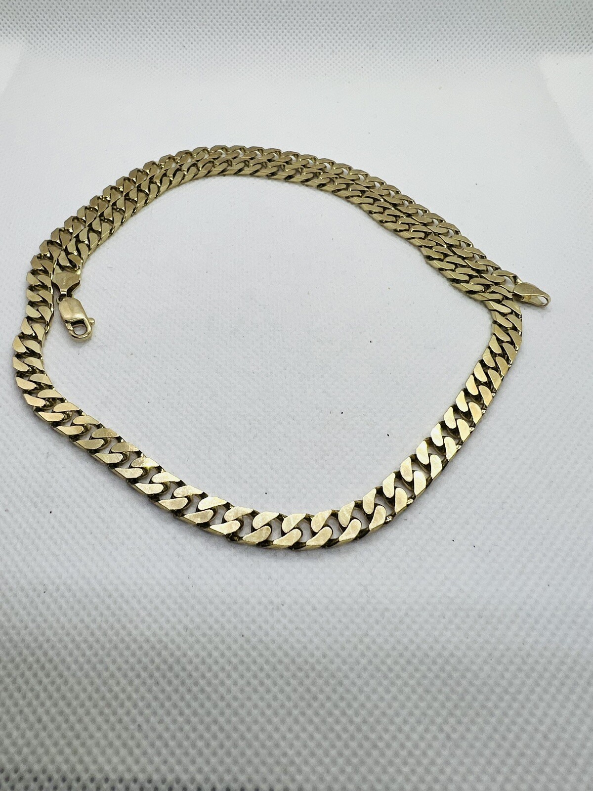 Gold Flat Curb Chain Necklace, 22”,6.5mm Wide,2mm Thick,Heavy 43.5 Grams, 10K YG