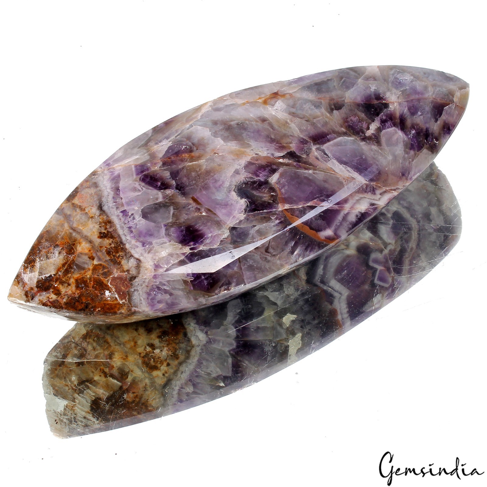 Natural Chevron Amethyst Loose Gemstone 1.1kg Huge Marquise Cut Untreated