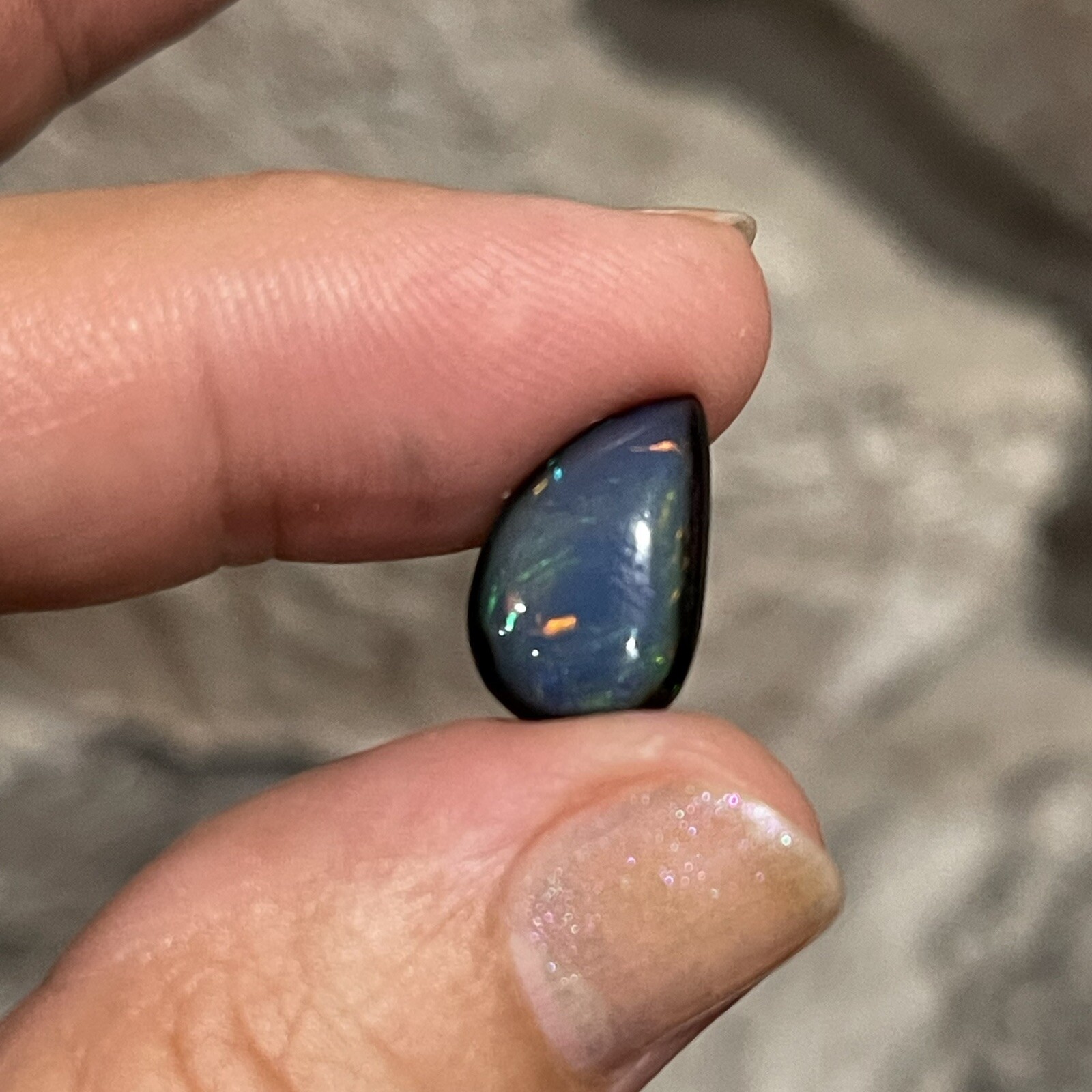 2.65ct 15x10x3.8mm Evil Eye Smoked Ethiopian Welo Opal Teardrop Cabochon Gem