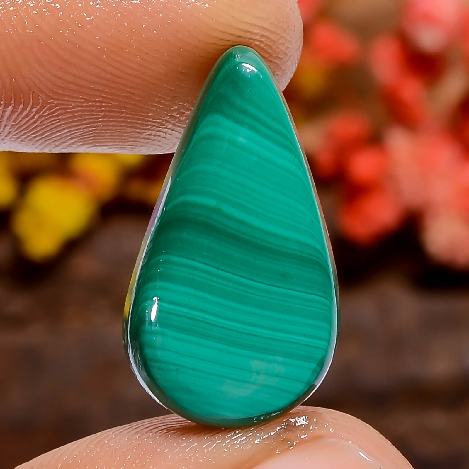 Natural Malachite Pear 17Ct Loose Gemstone 21X11X4mm Green Gift Africa Jewelry