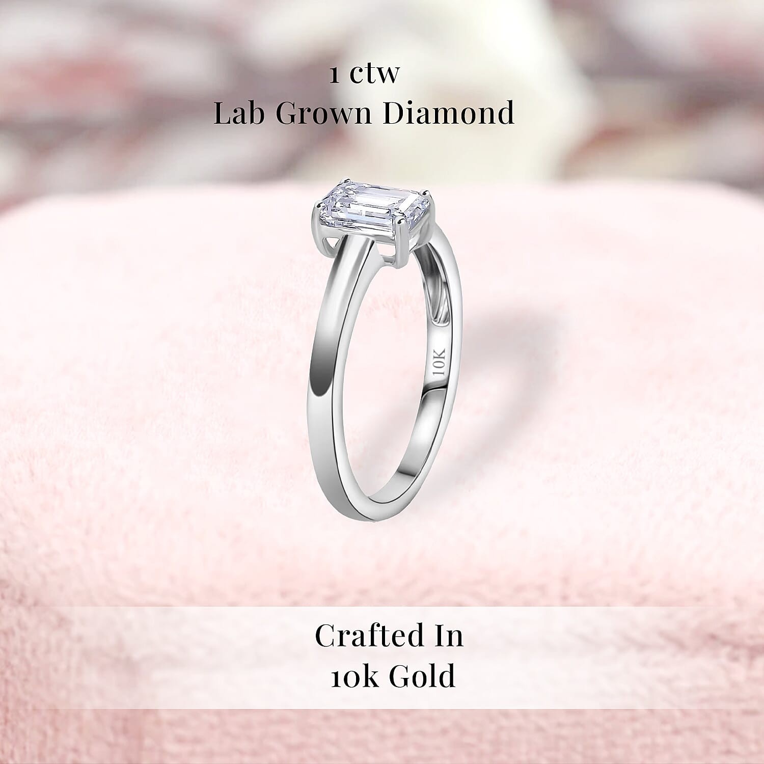 IGI Certified Lab Grown Diamond E-F VS 1.00 ctw Ring in 10K White Gold Size 9.0