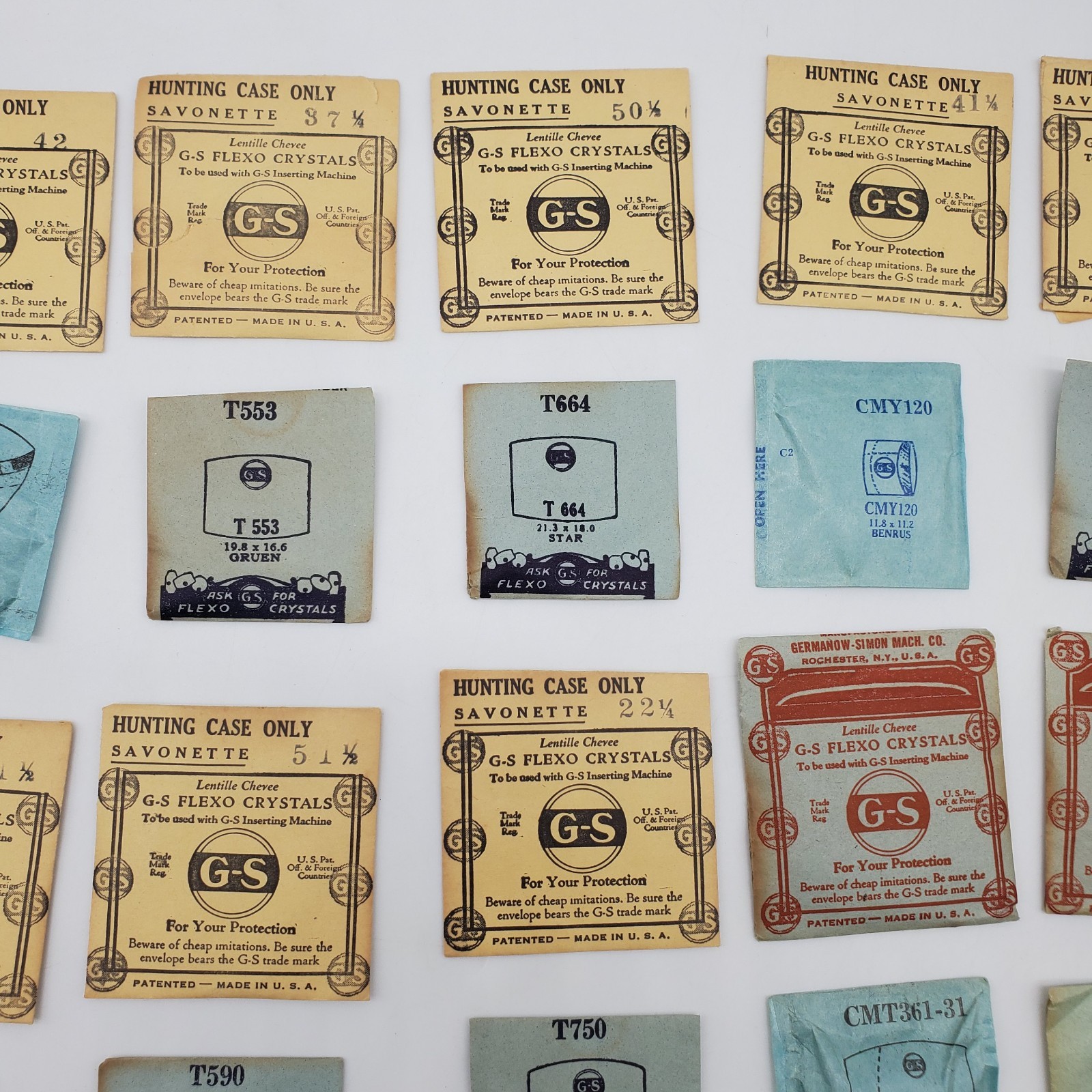 Lot of 50 G.S. Watch Crystals for Various Watch Maker NOS Various Sizes #45