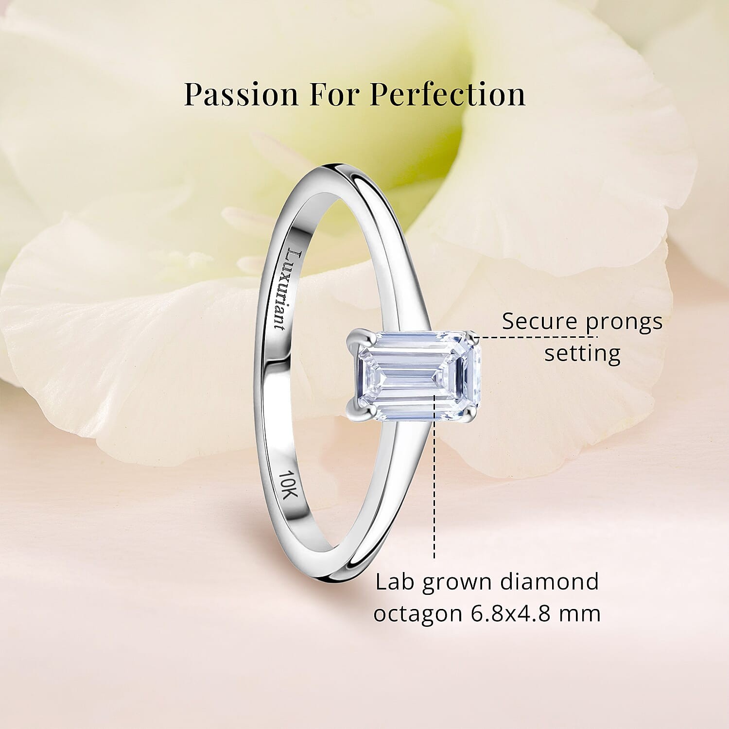 IGI Certified Lab Grown Diamond E-F VS 1.00 ctw Ring in 10K White Gold Size 9.0