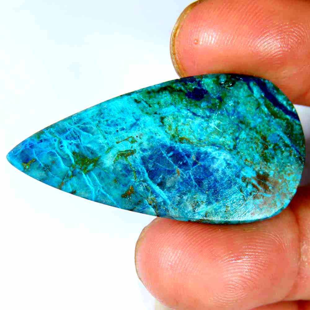 39.20Cts. 100%Natural Top Class Green Blue Chrysocolla Pear 20x40x6mm Cab Gems