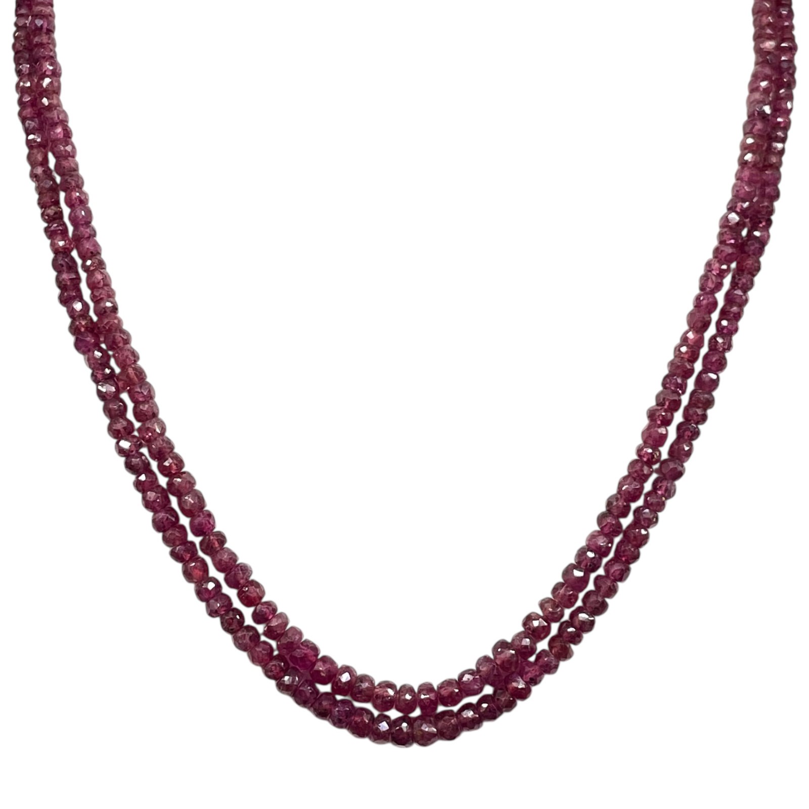 2 Strand Natural Mozambique Ruby Necklace 2.6-4.7mm Faceted Beads 925 Clasp