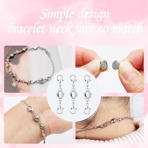 925 Sterling Silver Magnetic Necklace Clasp, Double Lobster Design, Jewelry Maki