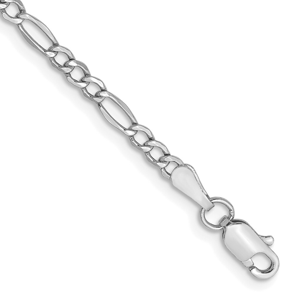 10″ 14k White Gold 2.5mm Figaro Chain Anklet