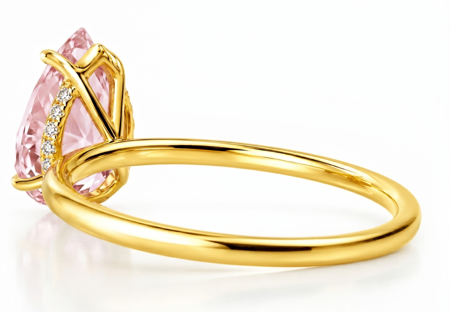 RARE 7.00 Ct Certified Pear Shape Pink Natural Diamond Ring Yellow Gold Finish