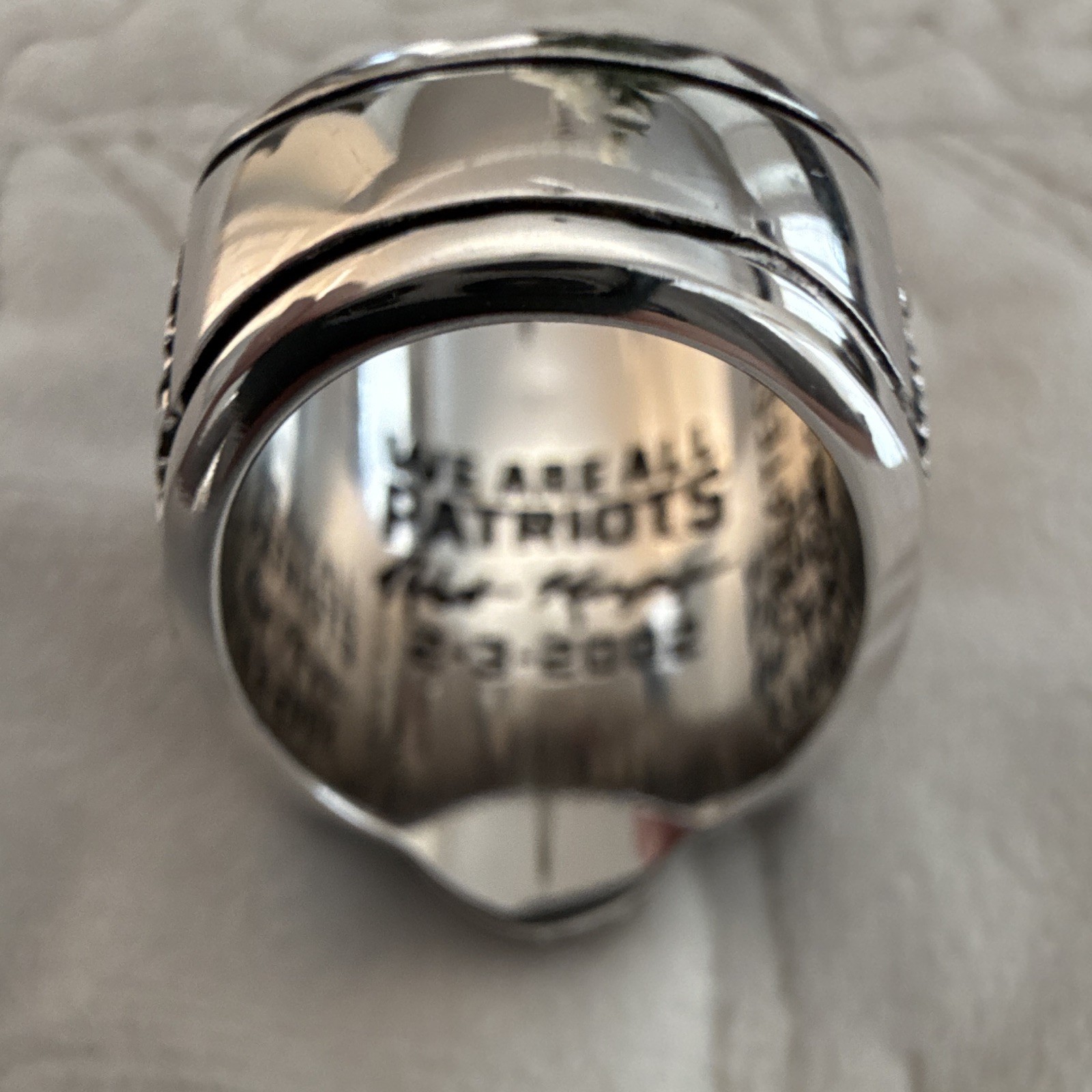 NE Patriots Supperbowl Alloy Steel Ring Blue / Steel Color Ring Size 10? I Think