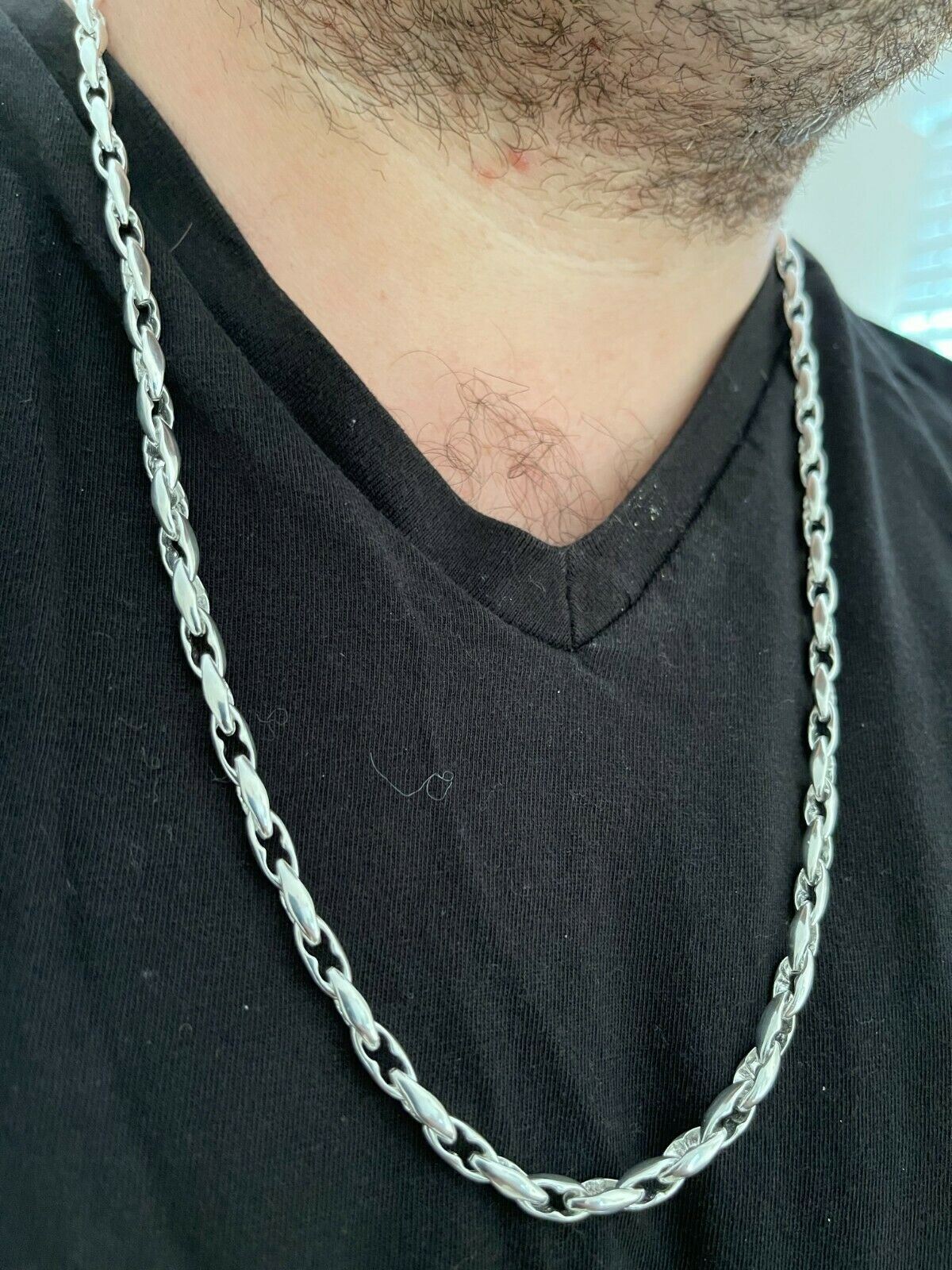 Mens 925 Sterling Silver 5mm Custom Anchor Rolo Link Chain Necklace Or Bracelet