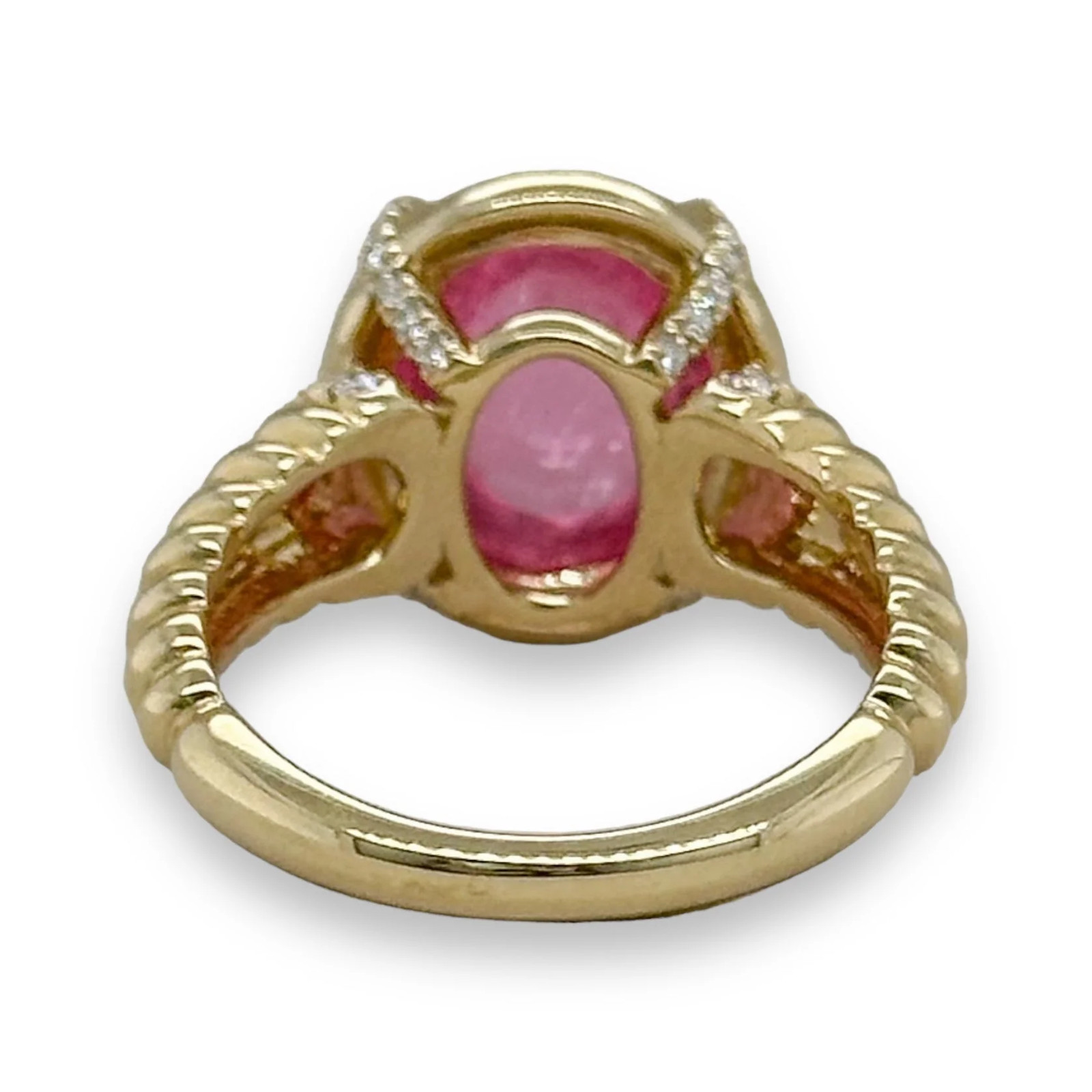 14K Yellow Gold 6.96ct Pink Tourmaline and 0.27cttw SI1/G Diamond Ring
