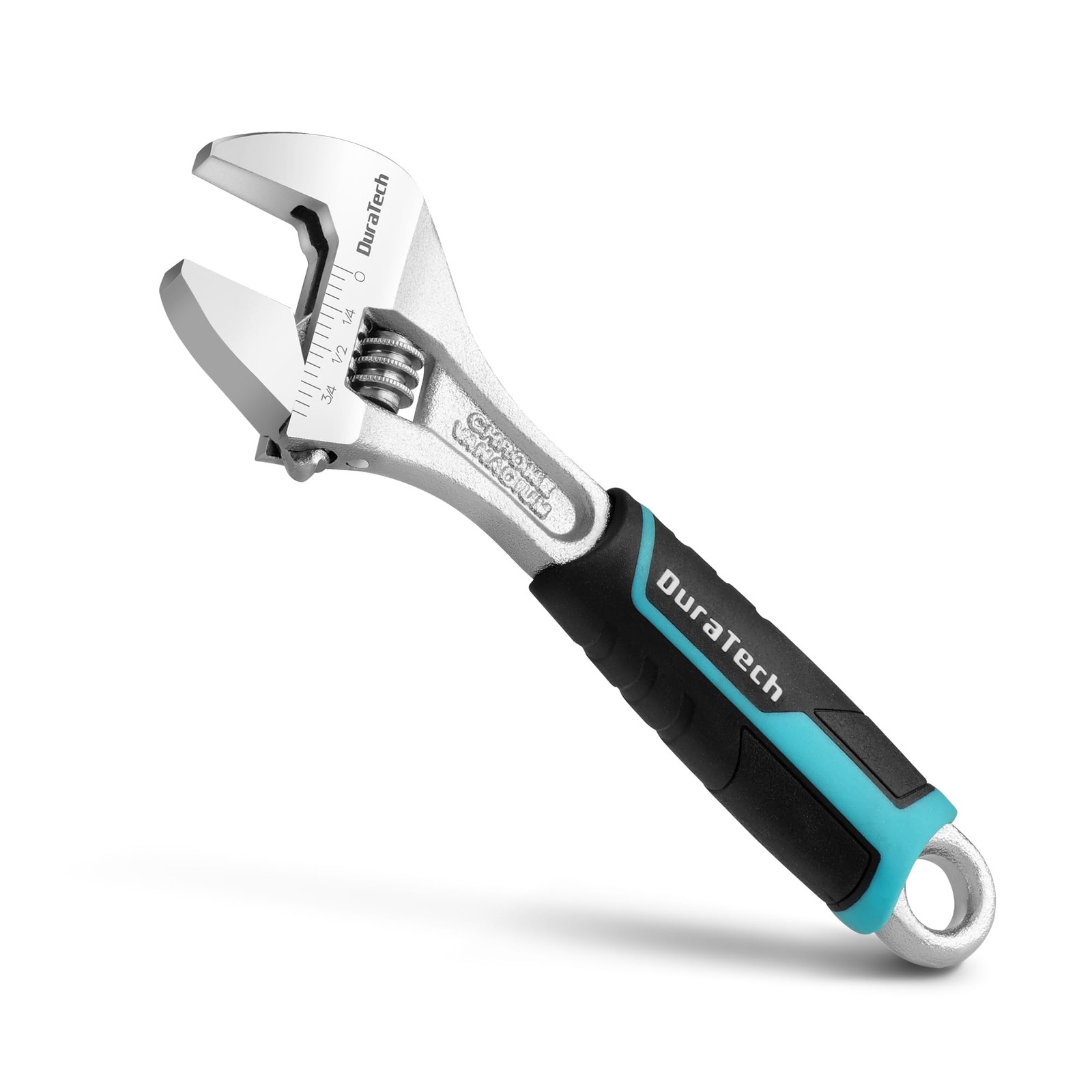 DURATECH 6-Inch Adjustable Cr-V Steel Wrench, Wide Jaw 6 inch, Black