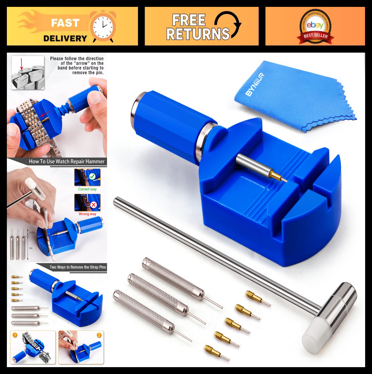 Watch Link Removal Kit – Band Strap Pin Remover Tool for Sizing & Adjustment