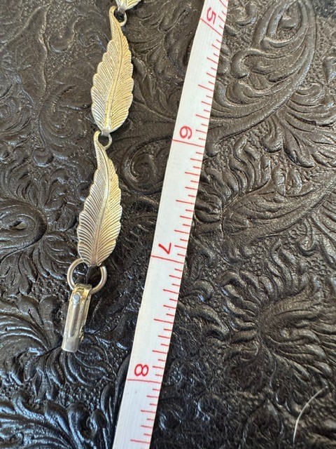 Vintage Silver Tone Leaf Link Bracelet 7.75″ Feather Nature Design Fold Over Cla