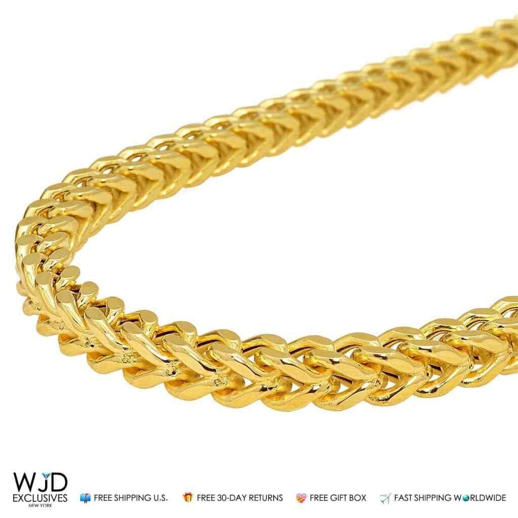 14K Gold Over 925 Sterling Silver 5mm Franco Box Chain Necklace 20″-30″