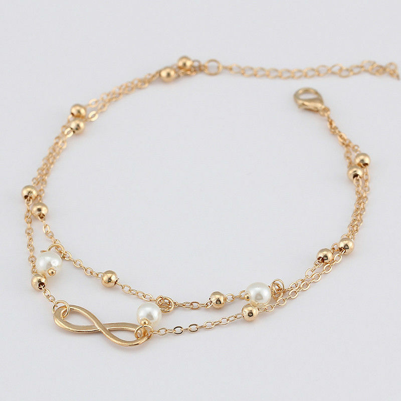 Women Double Ankle Bracelet 925 Silver Anklet Foot Jewelry Girl’s Beach Chain US