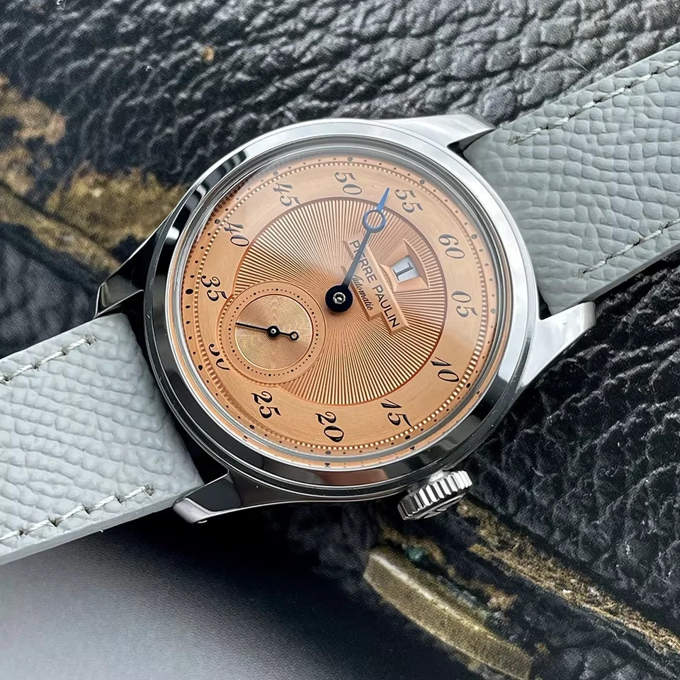 NEW Pierre Paulin Jumping Hour Men Watch Salmon Dial Automatic St17 Vintage 38mm