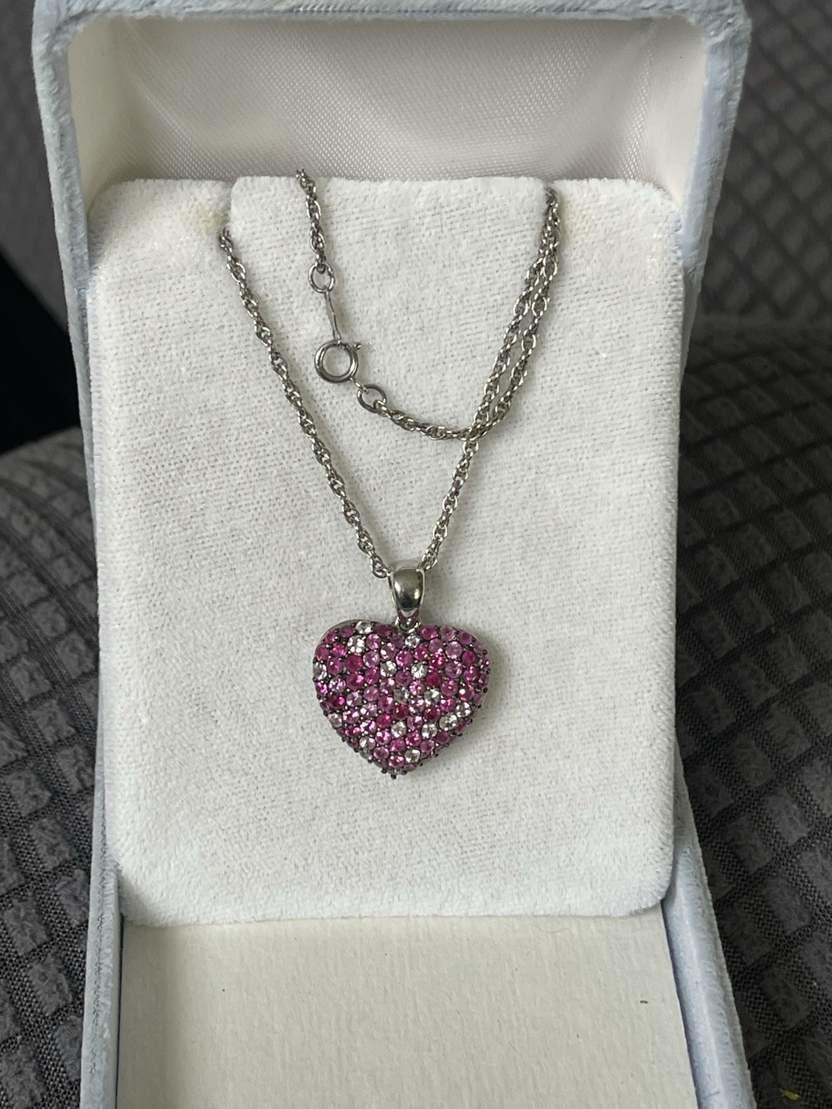 Effy 925 Sterling Silver Ombré Ruby & Pink Sapphire Heart Splash Pendant 18”