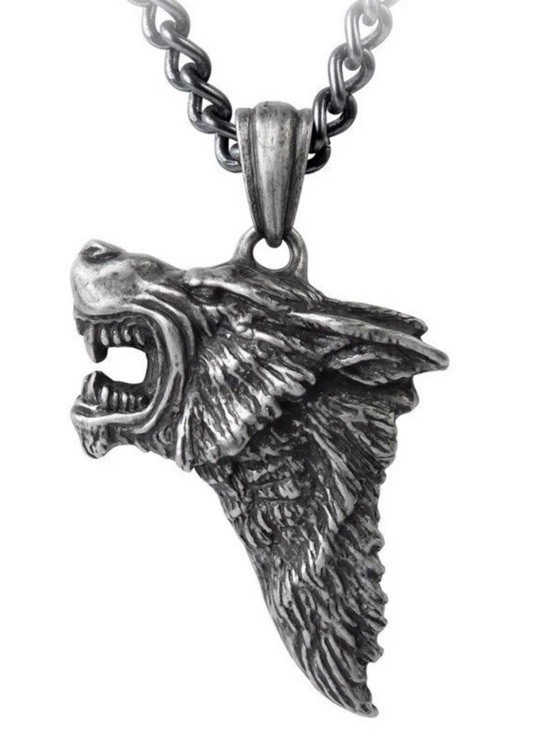 Alchemy Gothic Fierce Snarling Dark Wolf Pendant Antiqued Pewter Necklace NEW