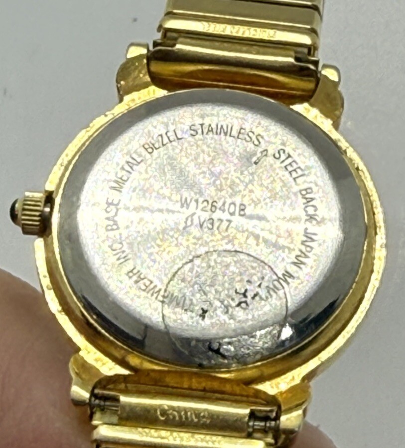 Vintage Wrangler Women’s Gold Tone Watch MOP Dial Stretch Bracelet W1264QB V377
