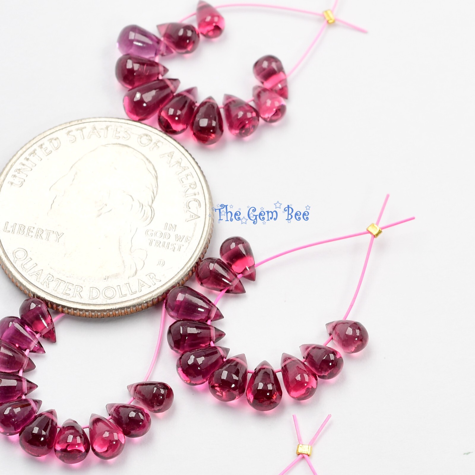 Gem Rhodolite Garnet Smooth Full Teardrop Briolette Beads (10)