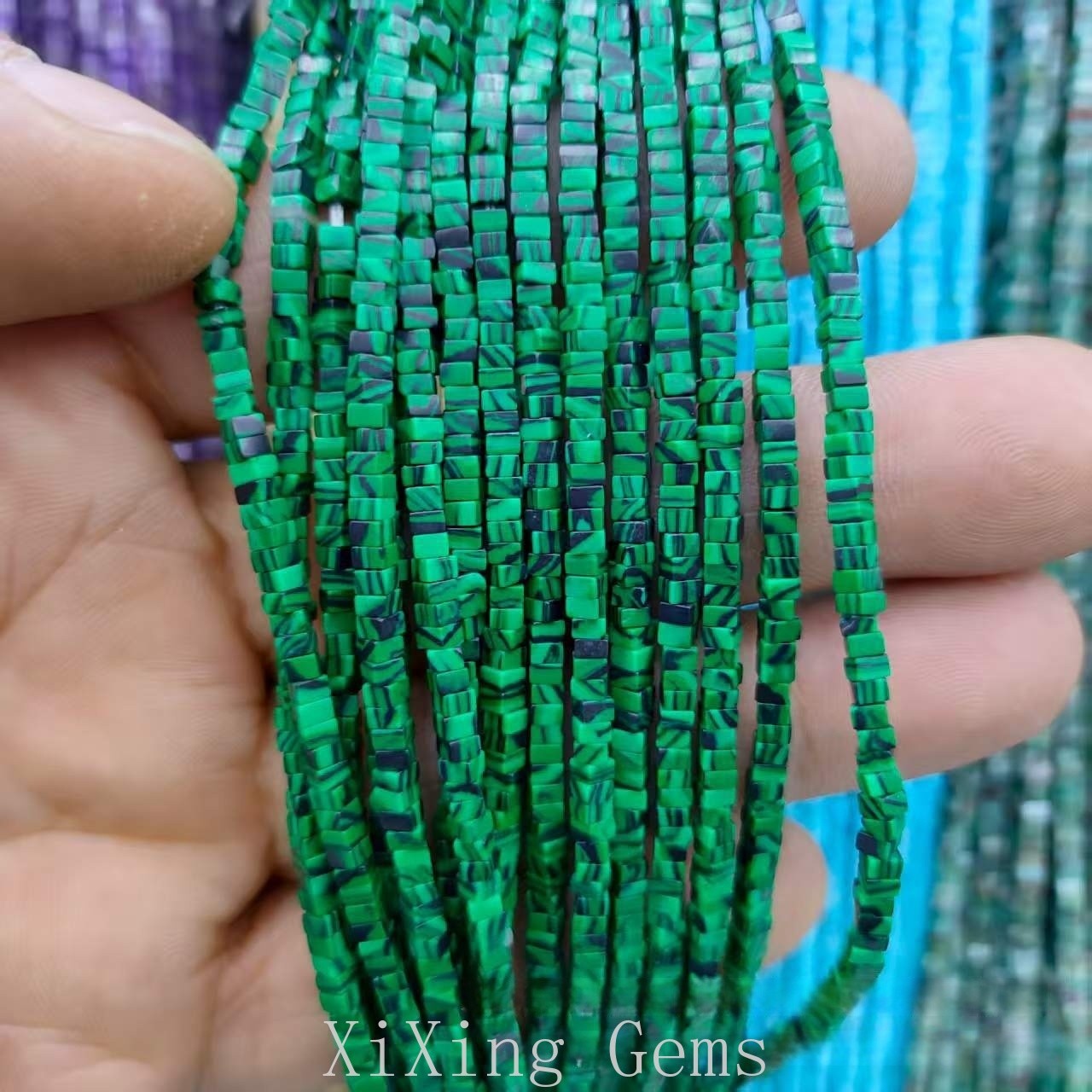 1x2mm Synthesis Malachite Flat Square Disc Spacer Beads for Jewelry Making DIY