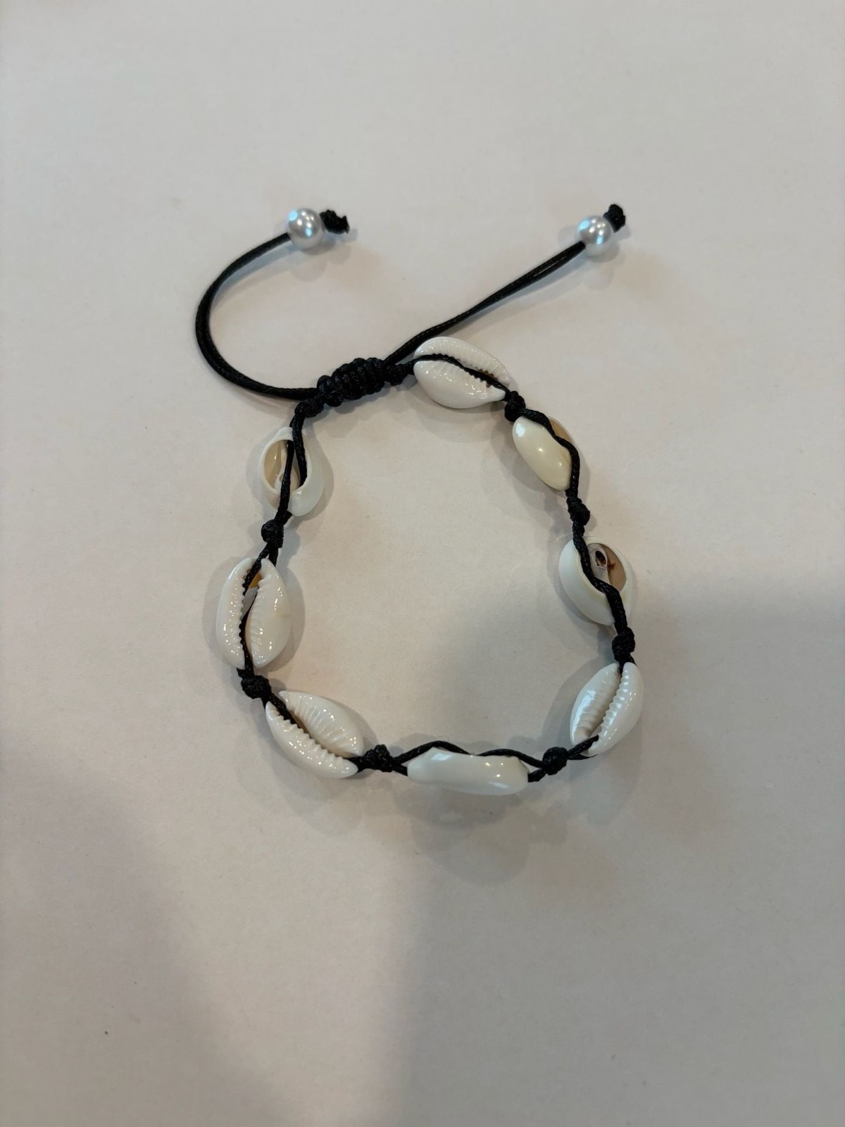 Natural Cowrie Shell Necklace and Anklet Set with Black Cord