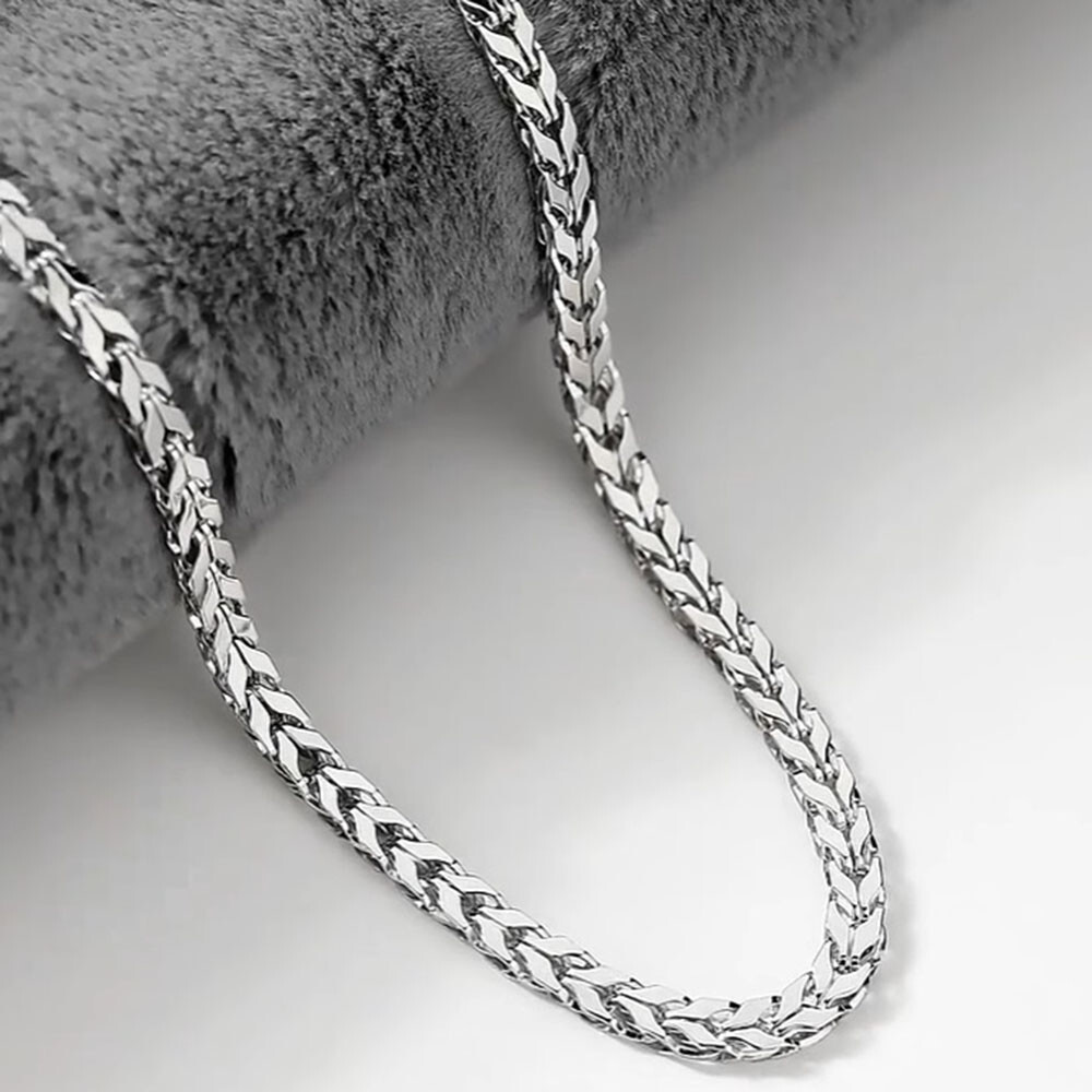 PT950 Pure Platinum 950 Chain 3.5mm Unique Wheat Link Necklace 26-27g 23.6inch