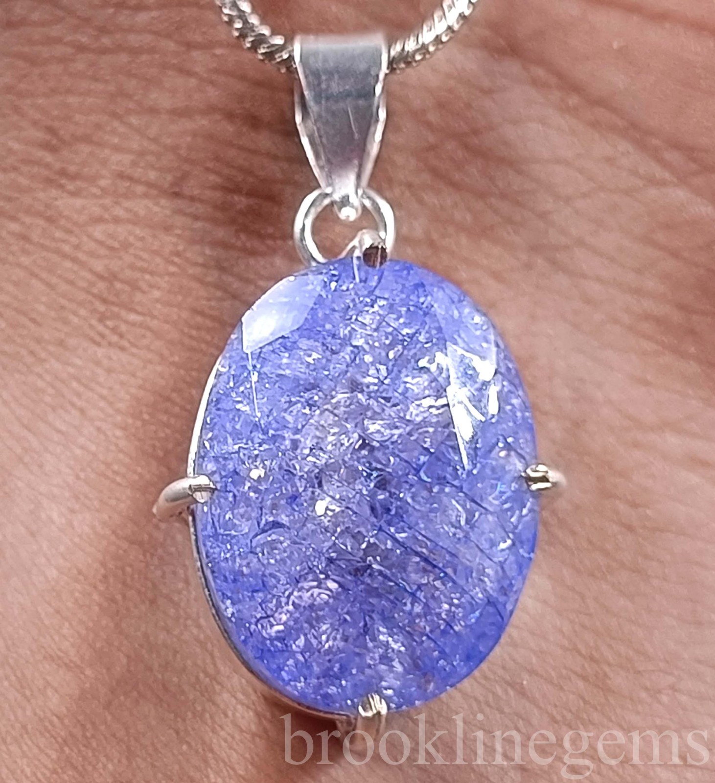 60.65 Carat Blue Tanzanite Pendant EGL Certified 925 Sterling Silver Chain “5NSC