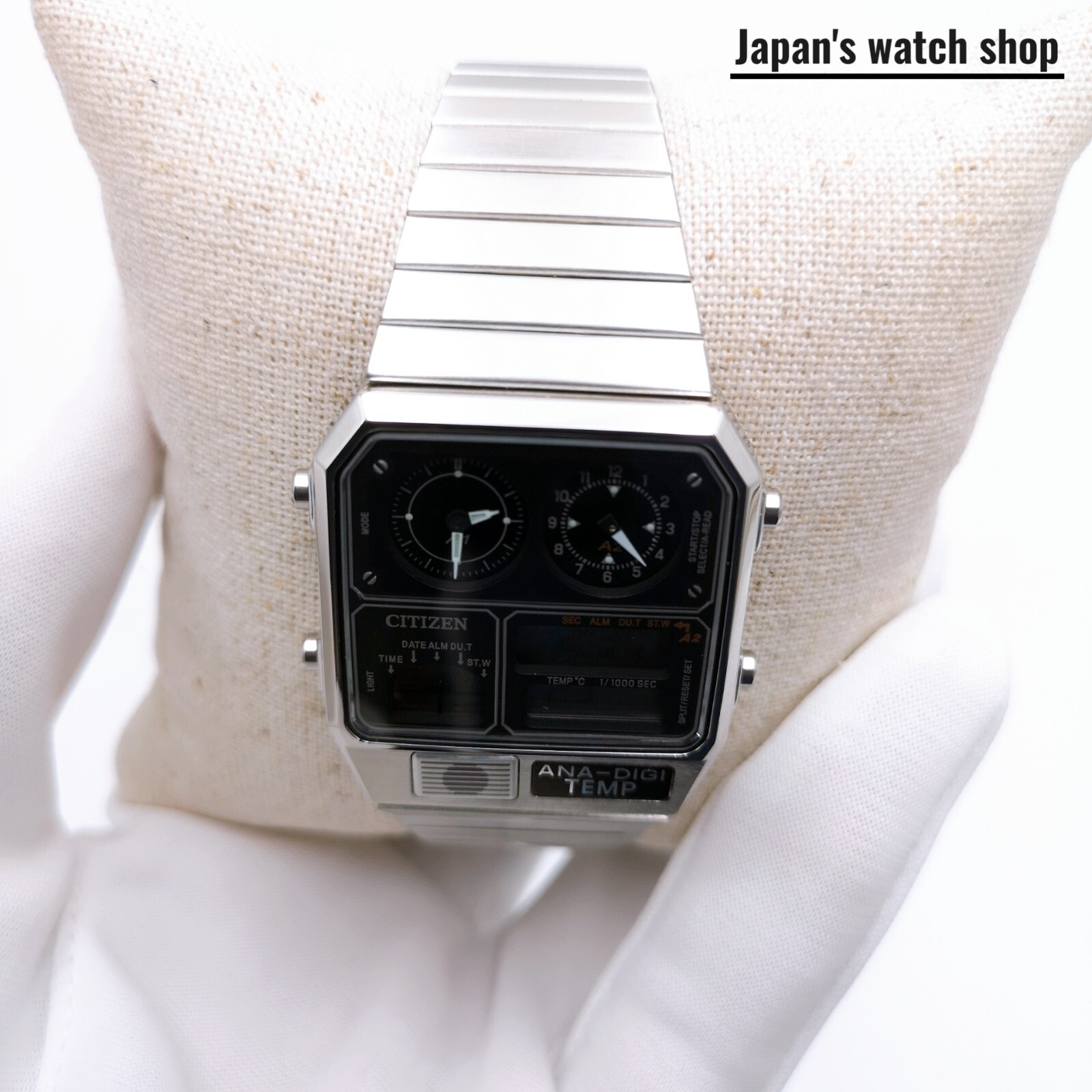 CITIZEN Ana-Digi Temp JG2101-78E Black Silver Reproduction Men Watch New in Box