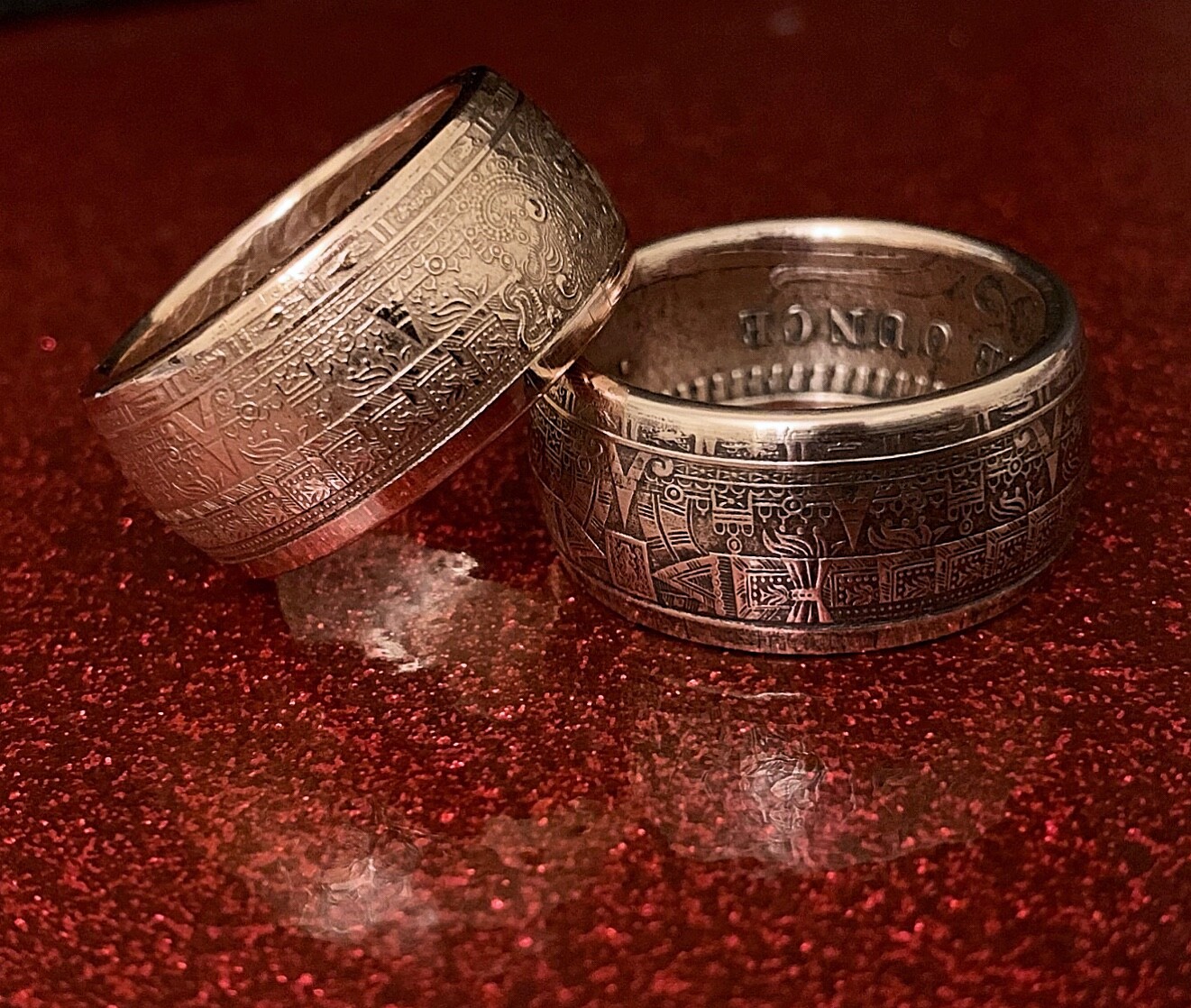 Copper Mayan Aztec Calendar Coin Ring – Solid 99% Pure Copper
