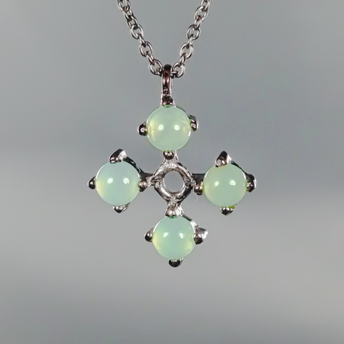 Vintage jewellery Natural Chrysoprase Necklace 925 Sterling Silver 17.75″/N27001