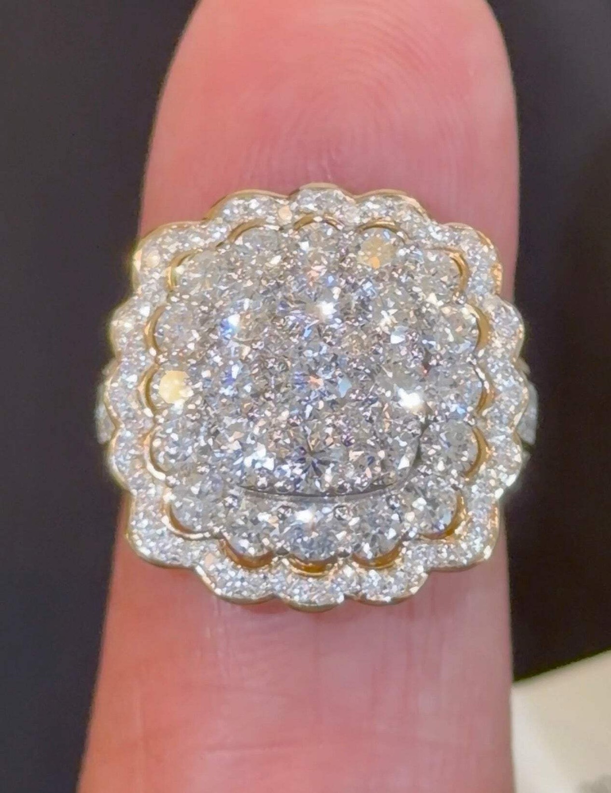 3.25 CARAT LAB GROWN DIAMONDS STERLING SILVER GOLD PLATED ENGAGEMENT WEDDING RIN