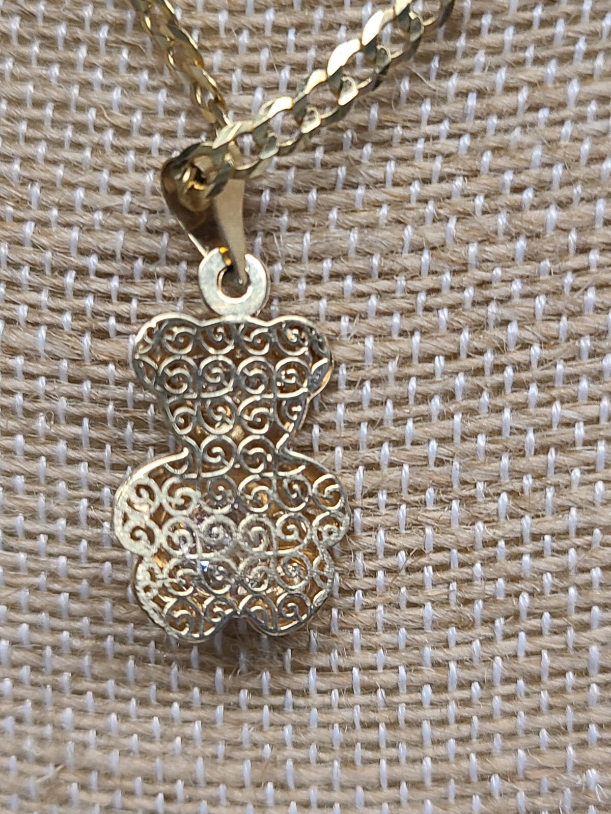 10K Yellow Gold Chain With Teddy Bear Pendant 18″ 5.59 Grams